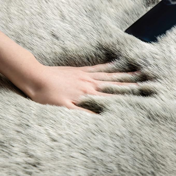 Ashler Home Deco Faux Fox Fur Area Rug, 2x3 ft, High Pile, Rectangular - Image 3