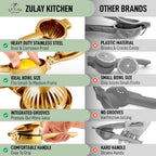 Zulay Kitchen Lemon Squeezer Stainless Steel - Premium Quality, Heavy Duty Solid Metal Squeezer Bowl - Large Manual Citrus Press Juicer and Lime Squeezer Stainless Steel - Gold