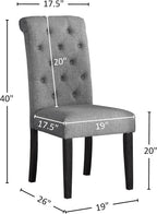 Roundhill Furniture Leviton Solid Wood Tufted Dining Chair, Set of 2, Gray