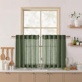 Nanspring Olive Green Linen Curtains 24 Inch Length by Nanspring