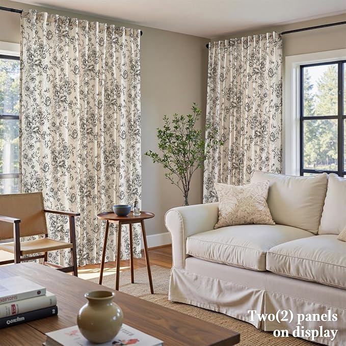 jinchan Linen Floral Curtains Extra Wide - Image 4