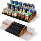 Expandable Can Organizer 3-Tier Storage Rack Pantry Cabinet Rustic Brown