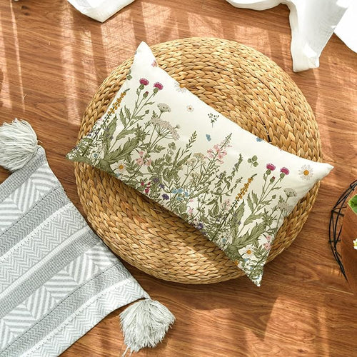 AVOIN colorlife Wildflowers Fall Throw Pillow Cover, 12 x 20 Inch Flower - Image 2