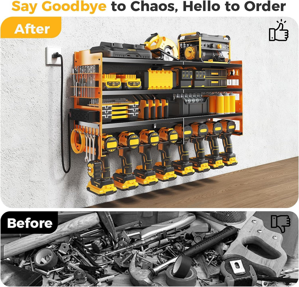 NEWBULIG Large 33" Power Tool Organizer with 4-Outlet Power Strip