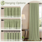 Light Sage Green Short Blackout Curtains - Image 5
