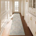 Hazo Haus Washable Beige Blue 2x10 Runner Rug by HazoHaus