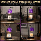 Skull Candle Warmer Lamp with Timer & Dimmer, Gothic Skull Wax Warmer Lamp for Jar Candles, Adjustable Height Skeleton Candle Light Warmer with 2 Bulbs, Spooky Goth Home Decor Gifts (Purple, 1pack)