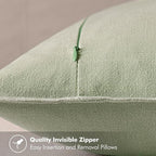 MIULEE Decorative Linen Euro Sham Pillow Covers 24x24 Light Green ​Boho - Image 3
