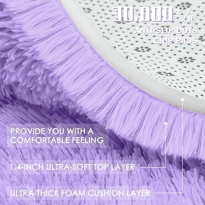 OLANLY 2x3 Machine Washable Small Bedside Rug, Soft Fluffy Shaggy Entryway - Image 8