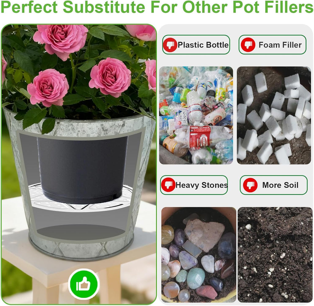 6 PCS Round Planter Inserts for Large Tall Pots,10" 11'' 12'' Stainless Steel Flower Pot Lift Insert Portable Planter Accessories Use Less Potting Soil,for Inside Pots with Drainage Hole