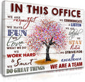 HDXUFJQ Office Inspirational Wall Art In This Office Canvas Wall Decor Team Rules Motivation Positive Quotes Pictures Prints Teamwork Painting for Home Office Ready to hang(12"x16")