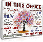 HDXUFJQ Office Inspirational Wall Art In This Office Canvas Wall Decor Team Rules Motivation Positive Quotes Pictures Prints Teamwork Painting for Home Office Ready to hang(12"x16")