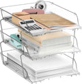 Simple Houseware 3-Tier Stackable Paper Tray for Desk Organizer, Clear