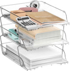 Simple Houseware 3-Tier Stackable Paper Tray for Desk Organizer, Clear