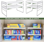2 Pack Expandable Kitchen Wrap Organizer Rack, Height & Width Adjustable Aluminum Foil and Plastic Wrap Organizer for Pantry, Cabinet Food Wrap Organization and Storage - (3 Tier 9.8 to 15.6"L)