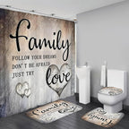 AZHM 4pcs Inspirational Quotes Shower Curtain Set with Rugs and Accessories