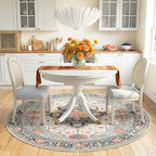 Area Rugs 6ft Washable Non-Slip, Floral Vintage Distress Print Pattern - Image 2