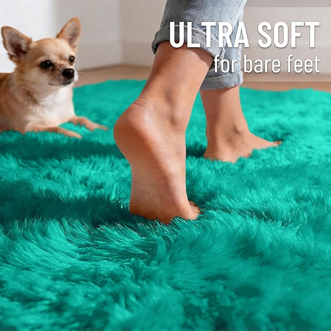 OLANLY 3x5 Machine Washable Small Bedside Rug, Soft Fluffy Shaggy Rugs - Image 4