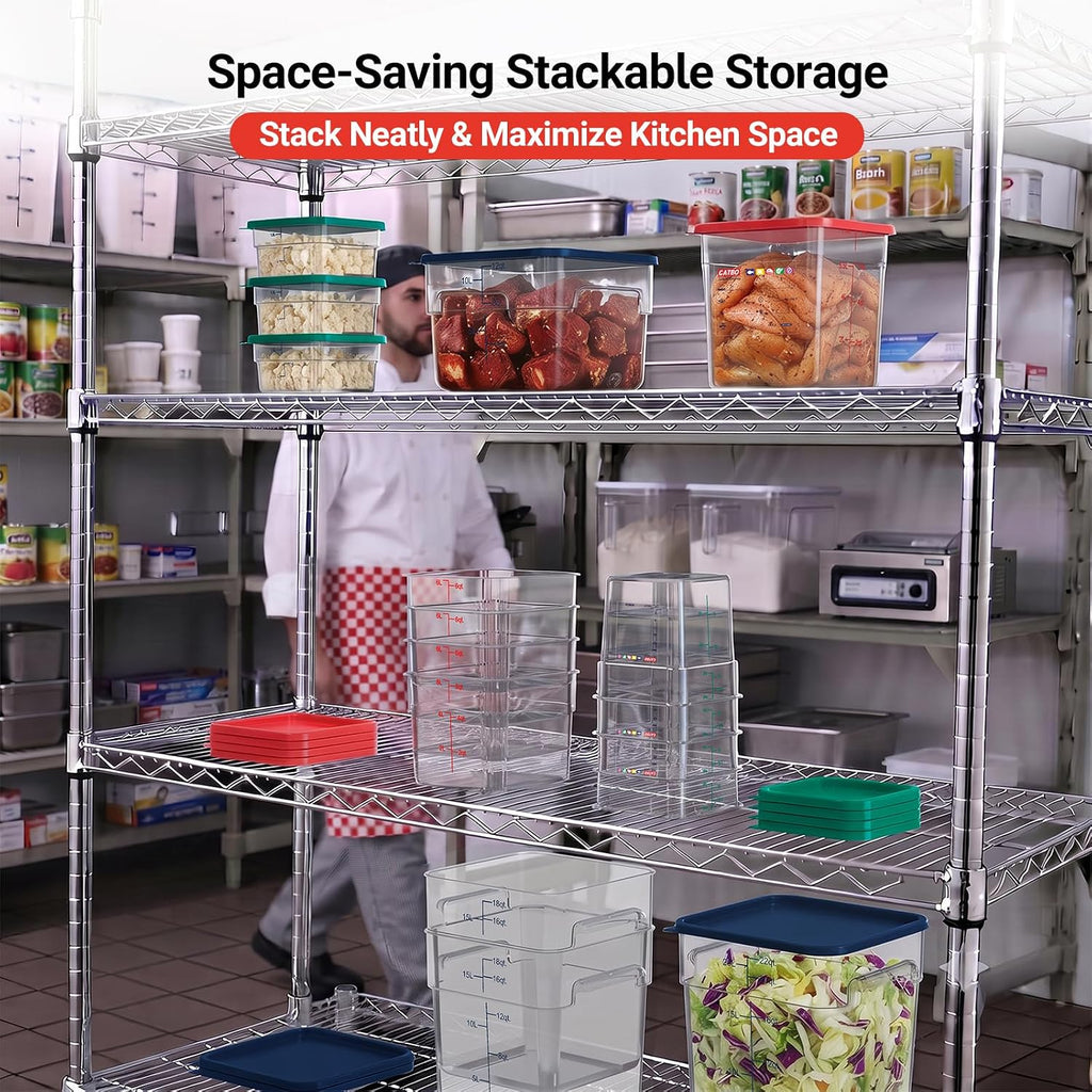 2 Pack 4 QT Commercial Food Storage Containers with Lids, Clear Square Containers for Flour, Rice, Sugar, Pet Food and Dry Ingredients Storage with FIFO Label Area