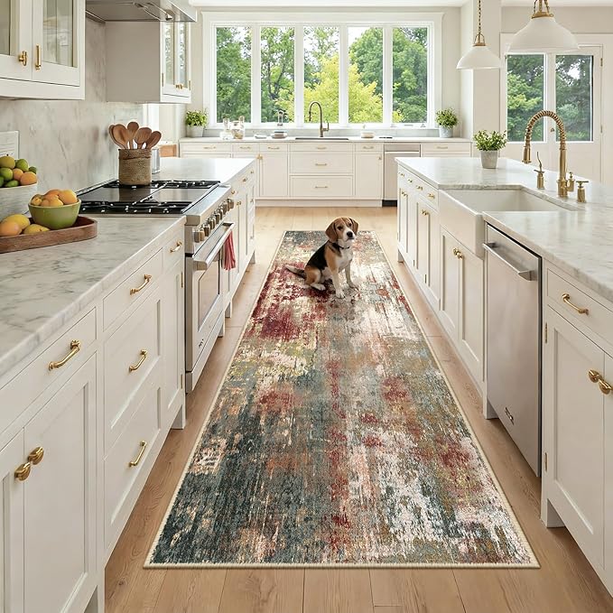 Washable Area Rugs 3x9 Non-Slip Modern Abstract Soft by RELEANY