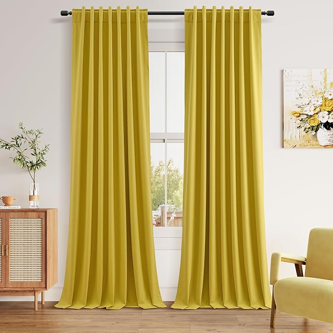 Guken 100% Blackout Curtains 90 Inch Length 2 Panels Set by Guken