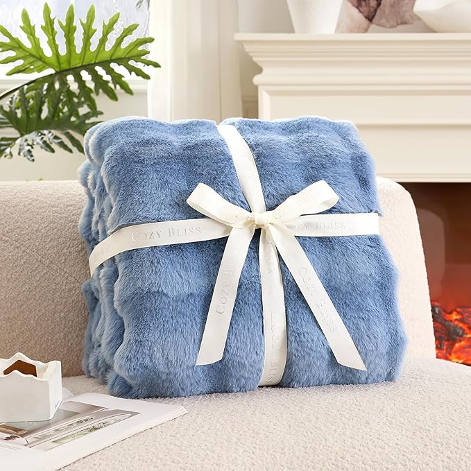 Cozy Bliss Faux Fur Bubble Throw Blanket - Image 4