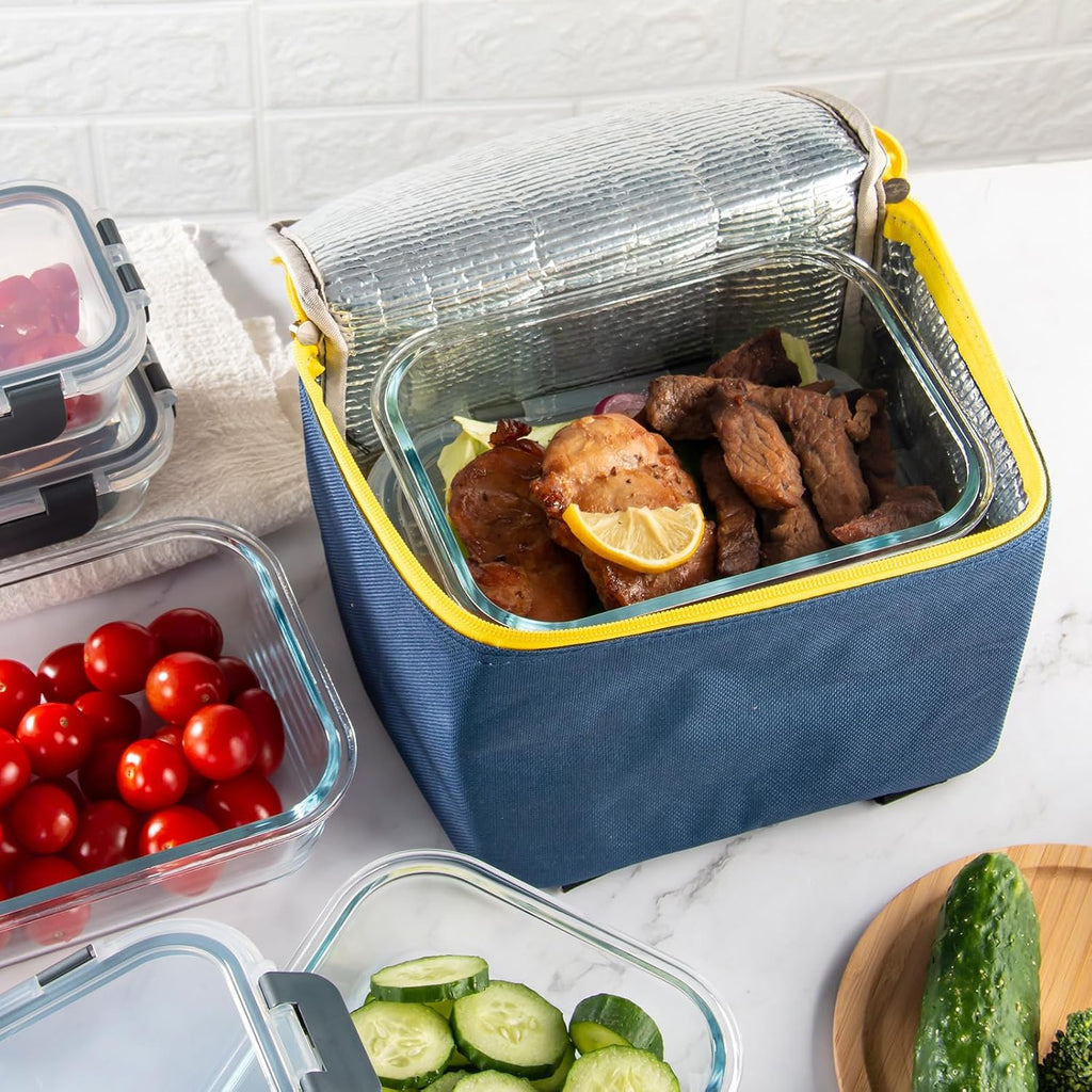 UMEIED 10 Pack Glass Food Storage Containers with Lids for Lunch, On-the-Go, Leftovers, Pantry Organization