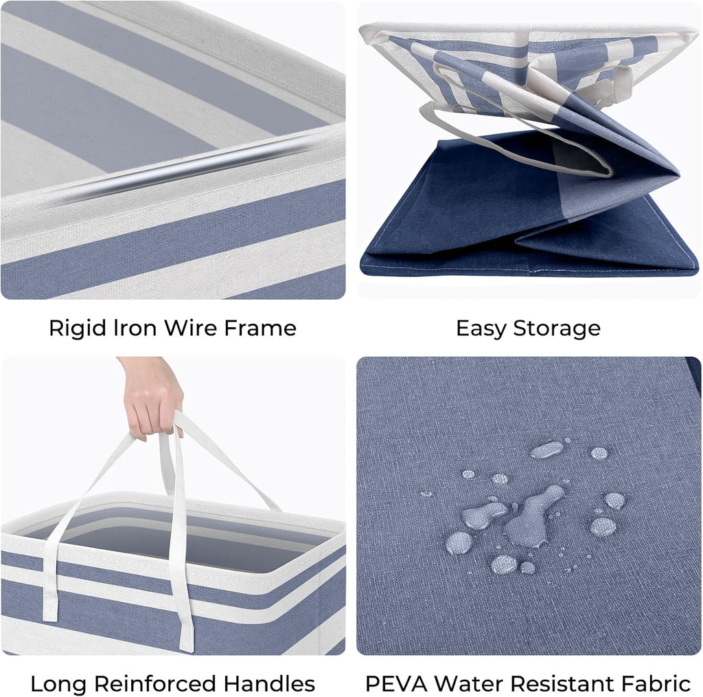 HomeHacks 2 Pack Large Laundry Baskets, Laundry Hampers Bags (Blue 75Lx2)