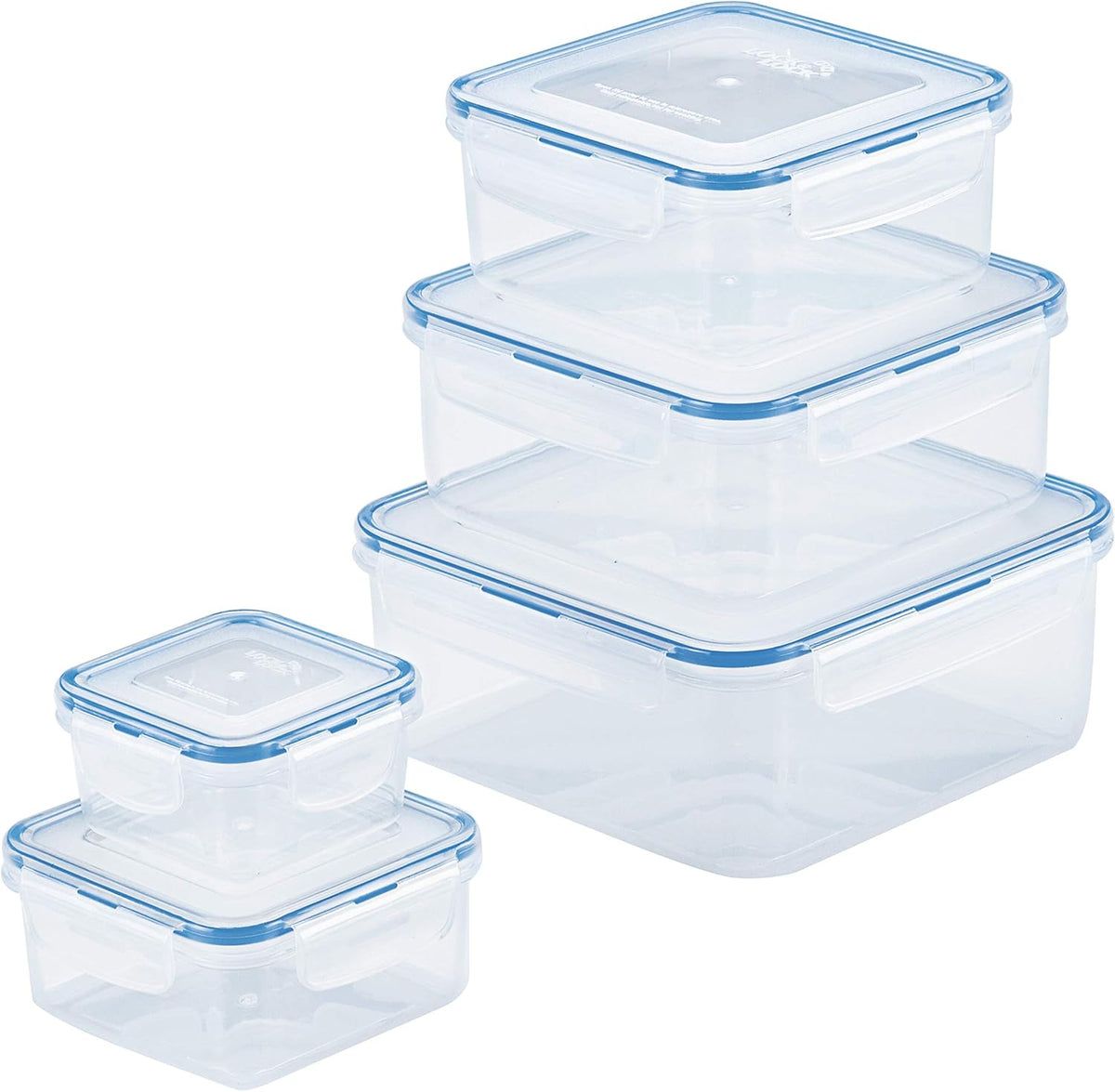 LOCK & LOCK Easy Essentials Storage Food Storage Container Set / Food Storage Bin Set - 4 Piece, Clear