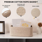 OIASKET 4 Pack Small Storage Shelf Baskets for Organizing, Mini Woven Rope Storage Bins for Towels, Cute Decorative Closet Organizer，Baby Nursery, Gift Empty Baskets -13.78''Lx9.84''Wx5.51''H-Brown