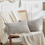 Fancy Homi 2 Packs Neutral Grey Lumbar Decorative Throw Pillow Covers 20x28 Inch by Fancy+Homi