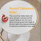 Modern Tulip Round Bar Table, 41” Height Bistro Pub Table, Height Cocktail Bar Table with Metal Base and MDF Top for Kitchen, Dining Room, Home Bar, Café, Small Spaces, White