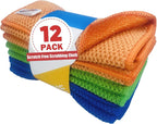 24-Pack Reusable, Scrub Dish Cloth –Non-Scratch Microfiber Scrubber, Planet-Friendly, Easy Rinsing, Quick Dry, Dishwasher Safe Cloth for Kitchen & Household, 6 x 6 Inch, Orange, Blue & Green Assorted