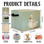 Coquette Pink Bow White Duck Storage Bins Box with Handles, Duck Lover Gifts Laundry Basket Hamper Collapsible Clothes Toys Organizer for Kids Girls Bedroom Bathroom Nursery