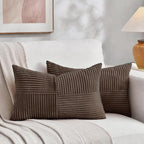 Fancy Homi 2 Packs Dark Brown Long Lumbar Decorative Throw Pillow Covers 16x24 by Fancy+Homi