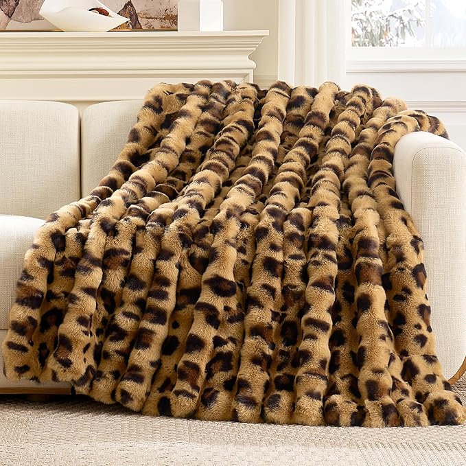 Cozy Bliss Cheetah Leopard Print Faux Fur Throw Blanket - Image 5