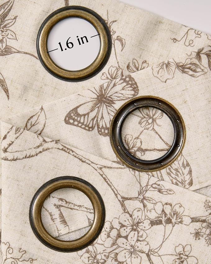 jinchan Floral Linen Curtains for Living Room 84 Inch Length Butterfly Curtain - Image 6