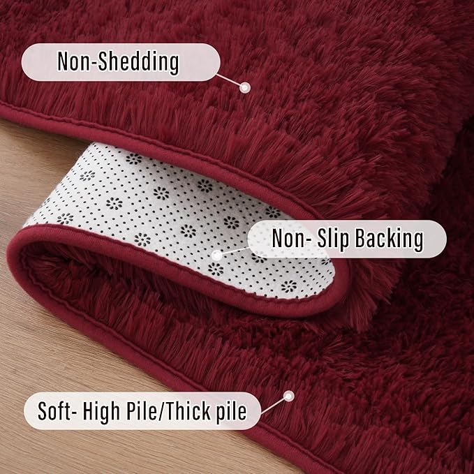 Amearea Shag Fluffy Runner Rug for Bedroom Girls Living Room, 2x6 Feet Extra - Image 4
