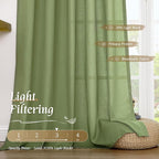 LAMIT 54 Inch Linen Curtains 2 Panels, Soft Faux Linen Light Filtering Panels - Image 4