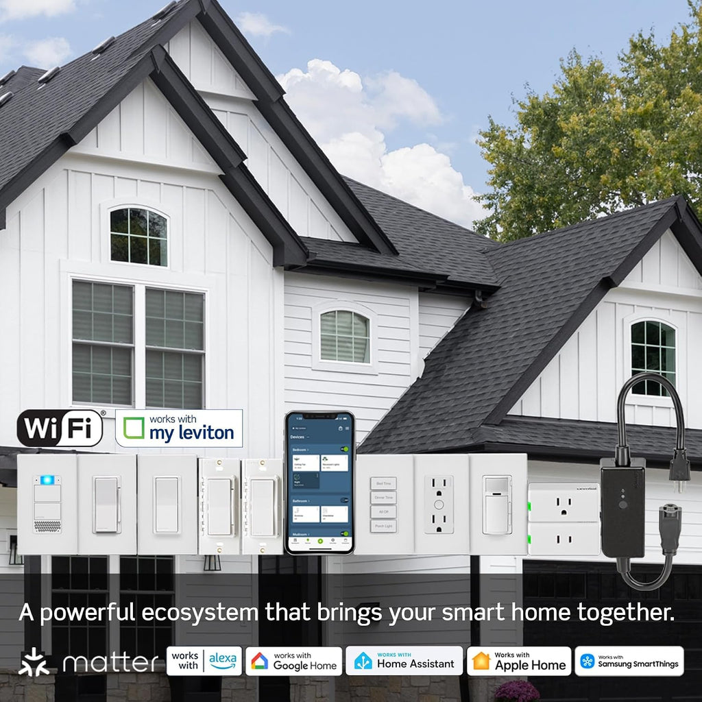 Leviton Decora Smart Dimmer Switch, Wi-Fi, D36HD-1RW, White