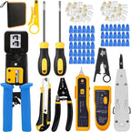 LEATBUY CAT6 Crimp Tool Kit for RJ45/RJ11/RJ12/CAT5/Cat5, Professional Network Crimper Wire Connector Stripper Cutter, Computer Maintenance Lan Cable Pliers Tester Repair Tool Set(BLUE)