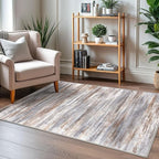 KOZYFLY Abstract Modern 3x5 Ft Area Rug in Grey Brown- Non-Slip and Machine - Image 7