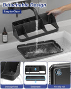 Bathroom Counter Organizer and Storage, 7 Slots Detachable Toothbrush Holders for Bathrooms, Anti-Slip Electric Toothbrush and Toothpaste Holder Countertop Vanity Organizer Accessories for Adults Kids