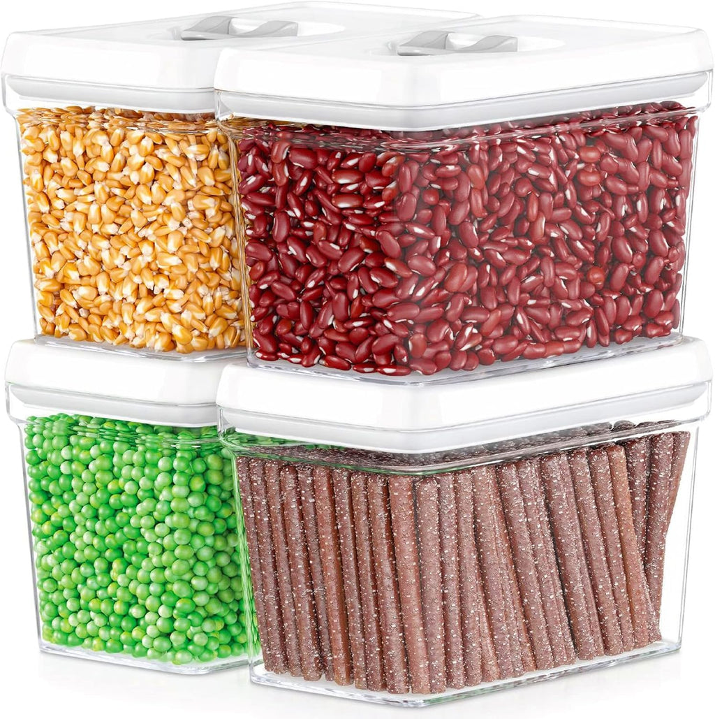 DWËLLZA KITCHEN Airtight Food Storage Containers for Pantry With White Lids 1L - 6 Pack - Clear Plastic Air Tight Kitchen Containers Pantry Organization and Storage BPA-Free Keeps Food Fresh & Dry