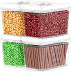 DWËLLZA KITCHEN Airtight Food Storage Containers for Pantry With White Lids 1L - 6 Pack - Clear Plastic Air Tight Kitchen Containers Pantry Organization and Storage BPA-Free Keeps Food Fresh & Dry