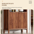 Ieejdn 71" Tall Arched Kitchen Pantry,Modern Fluted Wood Storage Cabinet with Doors,Adjustable Shelves,Organizer, Versatile Cupboard for Kitchen,Living Room,Dining Room,Bathroom,Brown