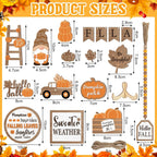Maitys 21 Pcs Fall Tiered Tray Decor Set Hello Fall Pumpkin Gnome Truck Wood Sign Rustic Farmhouse Thanksgiving Wood Bead Decorative Tabletop Sign for Home Autumn Thanksgiving Harvest Table Shelf