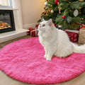 OLANLY Hot Pink Round Rugs for Bedroom by OLANLY
