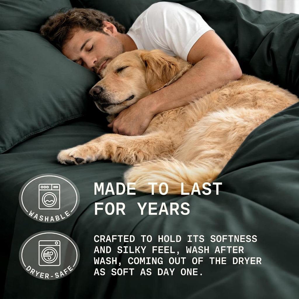 TRUE BAMBOO Sheets Set King Size - Silky Soft & Cooling - Dark Gray