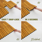 Acacia Wood Interlocking Deck Tiles, Patio & Backyard Tile, 12 in, 9 PCS